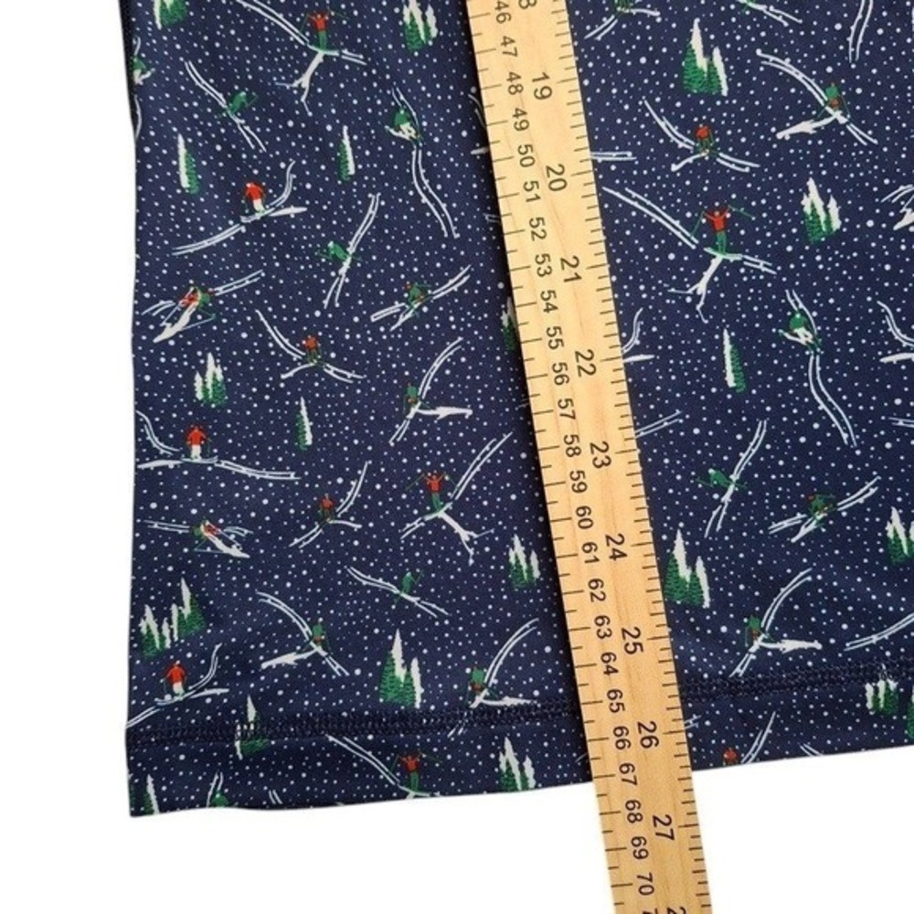 Lands End Womens Pullover Top M 10 12 Blue Multi Crew Neck Long Sleeve Ski Print - Picture 11 of 13